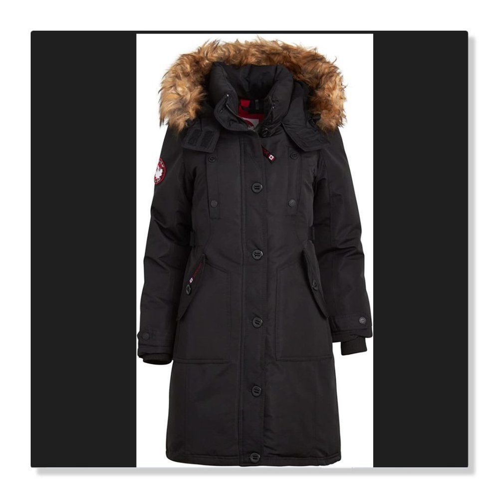 NEW! Canada Weather Gear: Water Resistant Hooded Parka - size Medium in Black